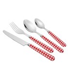 Ménagère 16 pièces carreaux rouge - CARREFOUR HOME en promo chez Carrefour Ménagère 16 pièces carreaux rouge - CARREFOUR HOME dans le catalogue Carrefour