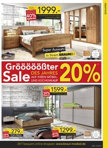 Bett im BRAUN Möbel-Center Prospekt "Gröööößter Sale des Jahres" mit 16 Seiten (Freiburg (Breisgau))