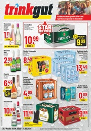 Getränkemarkt Prospekt von Trinkgut in Weilerswist Aktueller Trinkgut Getränkemärkte Prospekt für Weilerswist: Aktuelle Angebote mit 10} Seiten, 16.06.2025 - 21.06.2025