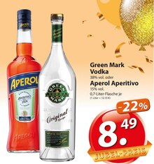 Green Mark Vodka oder Aperol Aperitivo bei famila Nordost in Bad Salzuflen Green Mark Vodka oder Aperol Aperitivo im Angebot bei famila Nordost Bad Salzuflen für 8,49 €