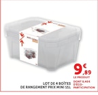LOT DE 4 BOÎTES DE RANGEMENT PRIX MINI 11L à Super U dans Saint-Estève-Janson