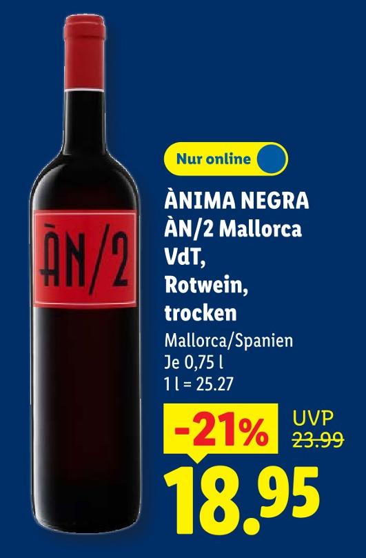 ÀN/2 Mallorca VdT, Rotwein, trocken