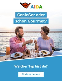 AIDA Prospekt "Genießer oder schon Gourmet?", 1 Seite, 14.10.2024 - 14.10.2024 Aktueller AIDA Prospekt, "Genießer oder schon Gourmet?", mit Angeboten der Woche, gültig von 14.10.2024 bis 14.10.2024