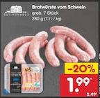 Bratwürste vom Schwein Angebote von GUT PONHOLZ bei Netto Marken-Discount Laatzen für 1,99 €