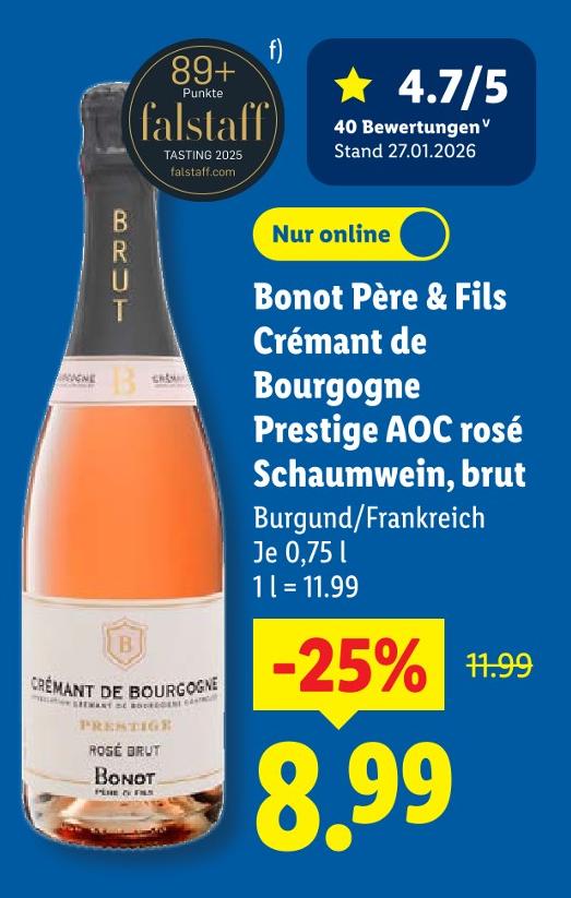 Crémant de Bourgogne Prestige AOC rosé Schaumwein, brut