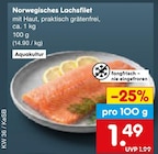 Norwegisches Lachsfilet im Angebot bei Netto Marken-Discount in Langenfeld Norwegisches Lachsfilet Angebote bei Netto Marken-Discount Langenfeld für 1,49 €