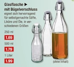 Glasflasche mit Bügelverschluss im V-Markt Prospekt Glasflasche mit Bügelverschluss von im aktuellen V-Markt Prospekt für 1,69 €