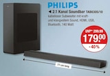 2.1 Kanal Soundbar TAB6305/10 im Angebot bei V-Markt in Augsburg 2.1 Kanal Soundbar TAB6305/10 Angebote von Philips bei V-Markt Augsburg für 179,00 €
