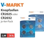 Knopfzellen CR2025 im V-Markt Prospekt Knopfzellen CR2025 von V-MARKT im aktuellen V-Markt Prospekt für 3,99 €