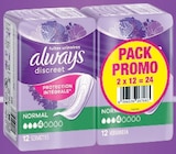 Serviettes ou culottes pour fuites urinaires pack promo - ALWAYS DISCREET en promo chez Super U Serviettes ou culottes pour fuites urinaires pack promo - ALWAYS DISCREET dans le catalogue Super U