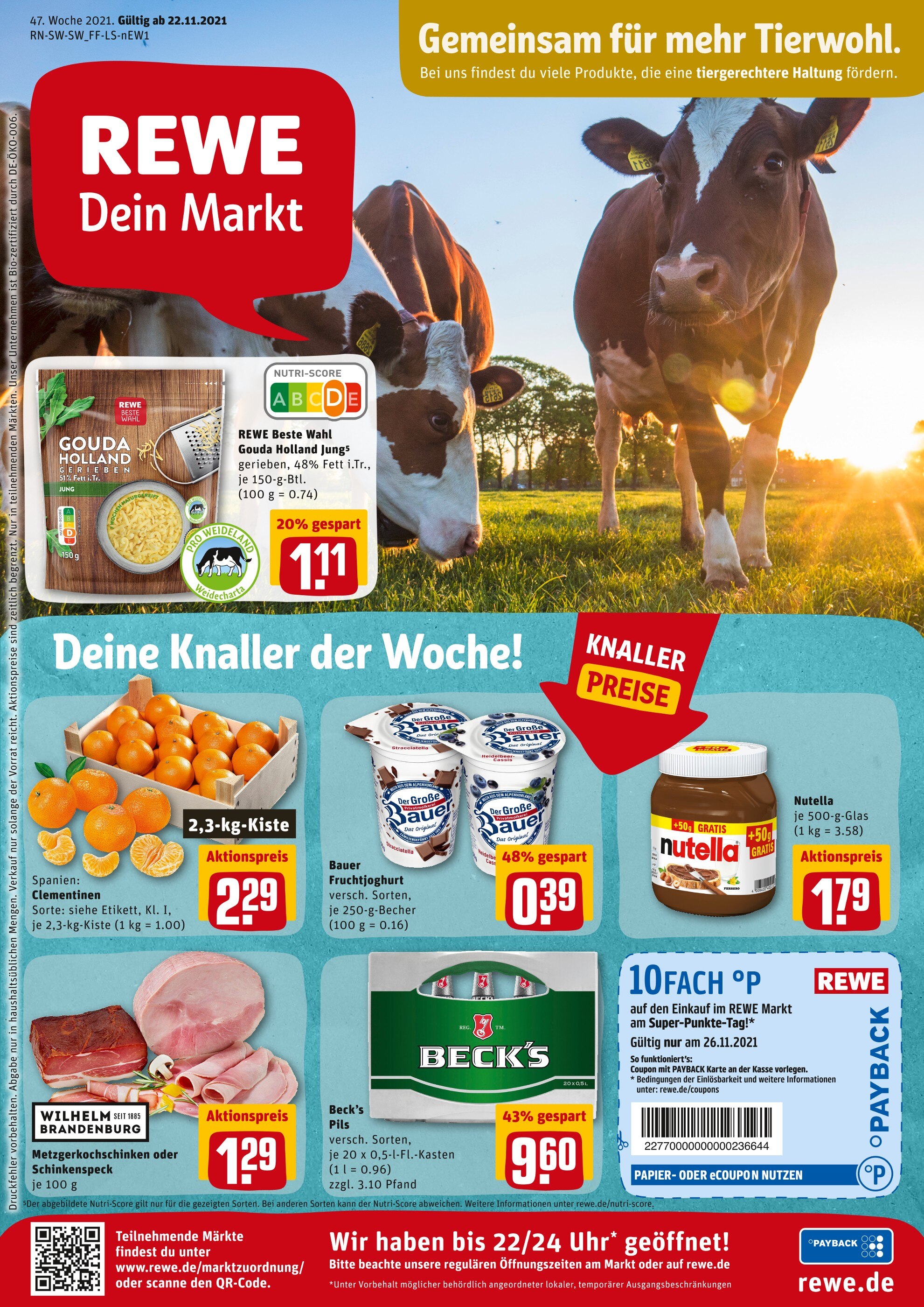 REWE Prospekt für Stuttgart mit 25 Seiten REWE Prospekt für Stuttgart: "Angebote im Markt", 25 Seiten, 22.11.2021 - 27.11.2021