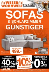 Weser Wohnwelt Möbel & Einrichtung Prospekt der aktuellen Woche mit 16 Seiten, gültig von 26.07.2025 bis 09.08.2025, in Eimen und Umgebung Aktueller Weser Wohnwelt Möbel & Einrichtung Prospekt in Eimen und Umgebung, "SOFAS & SCHLAFZIMMER GÜNSTIGER" mit 16 Seiten, 26.07.2025 - 09.08.2025