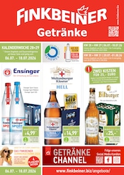 Finkbeiner Getränkemärkte Prospekt der aktuellen Woche mit 10 Seiten, gültig von 06.07.2026 bis 01.08.2026, in Beimerstetten und Umgebung Aktueller Finkbeiner Getränkemärkte Prospekt in Beimerstetten und Umgebung, "DIE DURSTSTRECKE ENDET HIER" mit 10 Seiten, 06.07.2026 - 01.08.2026