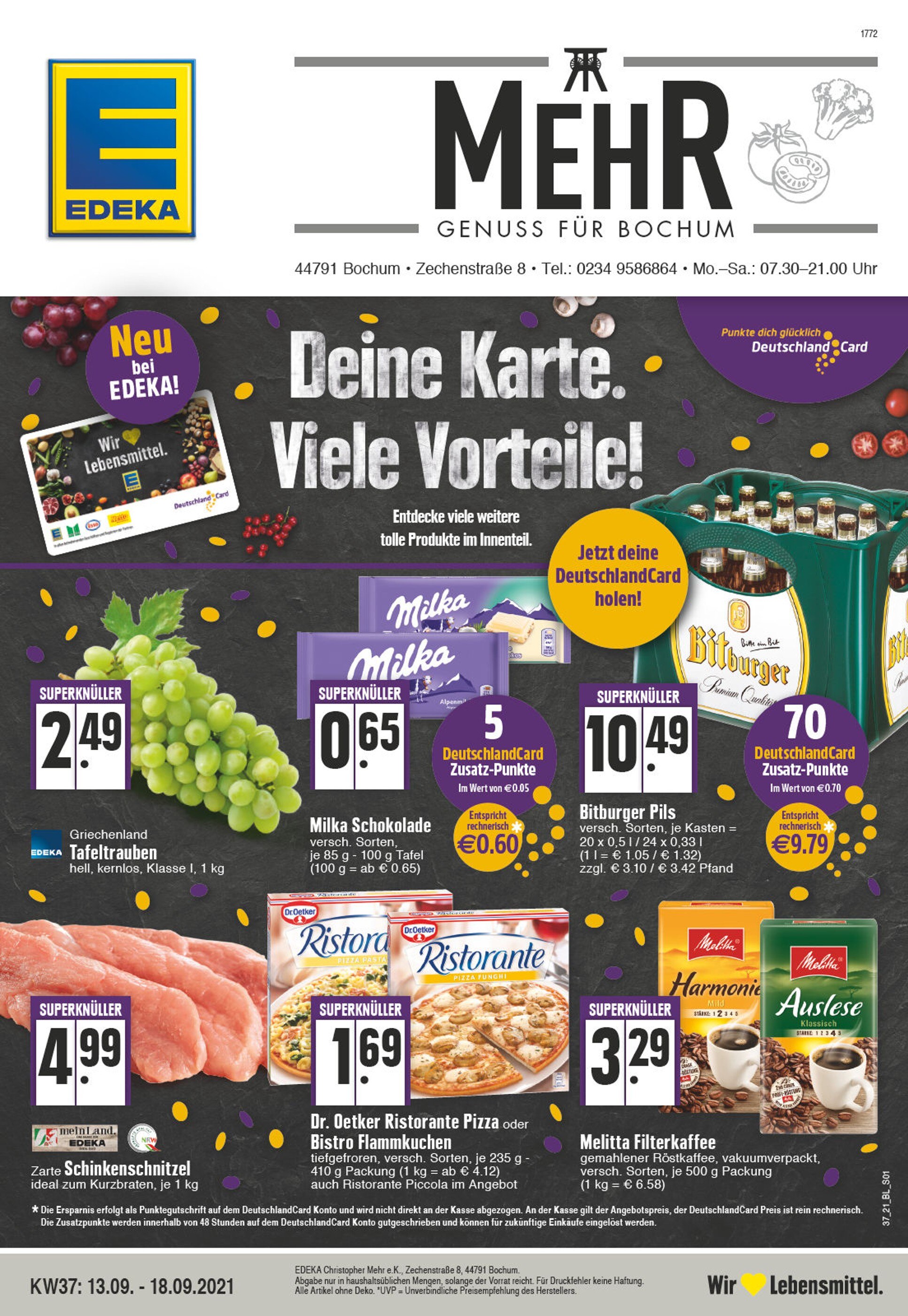 EDEKA Prospekt für Bochum mit 32 Seiten EDEKA Prospekt für Bochum: "Aktuelle Angebote", 32 Seiten, 13.09.2021 - 18.09.2021