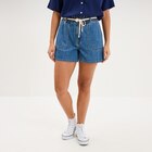Short mom en jean ceinture cordon denim stone femme - La Halle Short mom en jean ceinture cordon denim stone femme à 19,99 € dans le catalogue La Halle