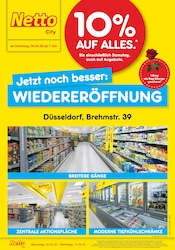 Netto Marken-Discount Discounter Prospekt der aktuellen Woche mit 4 Seiten, gültig von 08.09.2026 bis 12.09.2026, in Düsseldorf und Umgebung Aktueller Netto Marken-Discount Discounter Prospekt in Düsseldorf und Umgebung, "Wiedereröffnung - 10% auf ALLES" mit 4 Seiten, 08.09.2026 - 12.09.2026