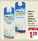 fettarme H-Milch oder H-Vollmilch Angebote von Minus L bei EDEKA Ulm für 1,29 €