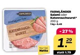 Salami oder Katenrauchwurst von Farmländer für 1,29 € bei Netto mit dem Scottie im Angebot Salami oder Katenrauchwurst von Farmländer im aktuellen Netto mit dem Scottie Prospekt