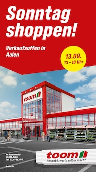 Aktueller toom Baumarkt Prospekt für Aalen und Ungebung, Seite zum blättern toom Baumarkt Prospekt Sonntag shoppen! mit Seite in Aalen und Umgebung