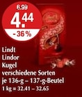 Lindor Kugel Angebote von Lindt bei V-Markt Memmingen für 4,44 €