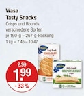 Tasty Snacks Sesame & Sea Salt im V-Markt Prospekt Tasty Snacks Sesame & Sea Salt von Wasa im aktuellen V-Markt Prospekt für 1,99 €