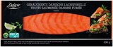 Truite saumonée danoise ASC fumée - DELUXE - Lidl à Aurillac Truite saumonée danoise ASC fumée - DELUXE en promo chez Lidl Aurillac à 8,99 €