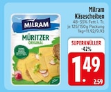 Käsescheiben Müritzer Original im EDEKA Prospekt Käsescheiben Müritzer Original von Milram im aktuellen EDEKA Prospekt für 1,49 €