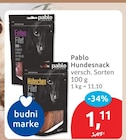 Hundesnack im budni Prospekt Hundesnack von pablo im aktuellen budni Prospekt für 1,11 €
