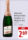 Brillant Sekt trocken oder Medium dry Angebote von Söhnlein bei EDEKA Pirmasens für 2,69 €