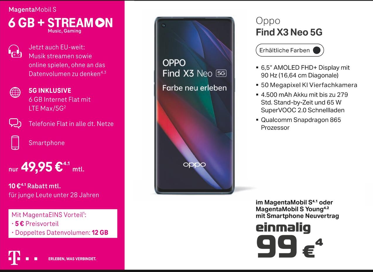 TMC Sauerland GmbH Arnsberg - Find X3 Neo 5G Smartphone Find X3 Neo 5G Smartphone Angebot bei TMC Sauerland GmbH Arnsberg im Prospekt ENTFALTE DEINE WELT