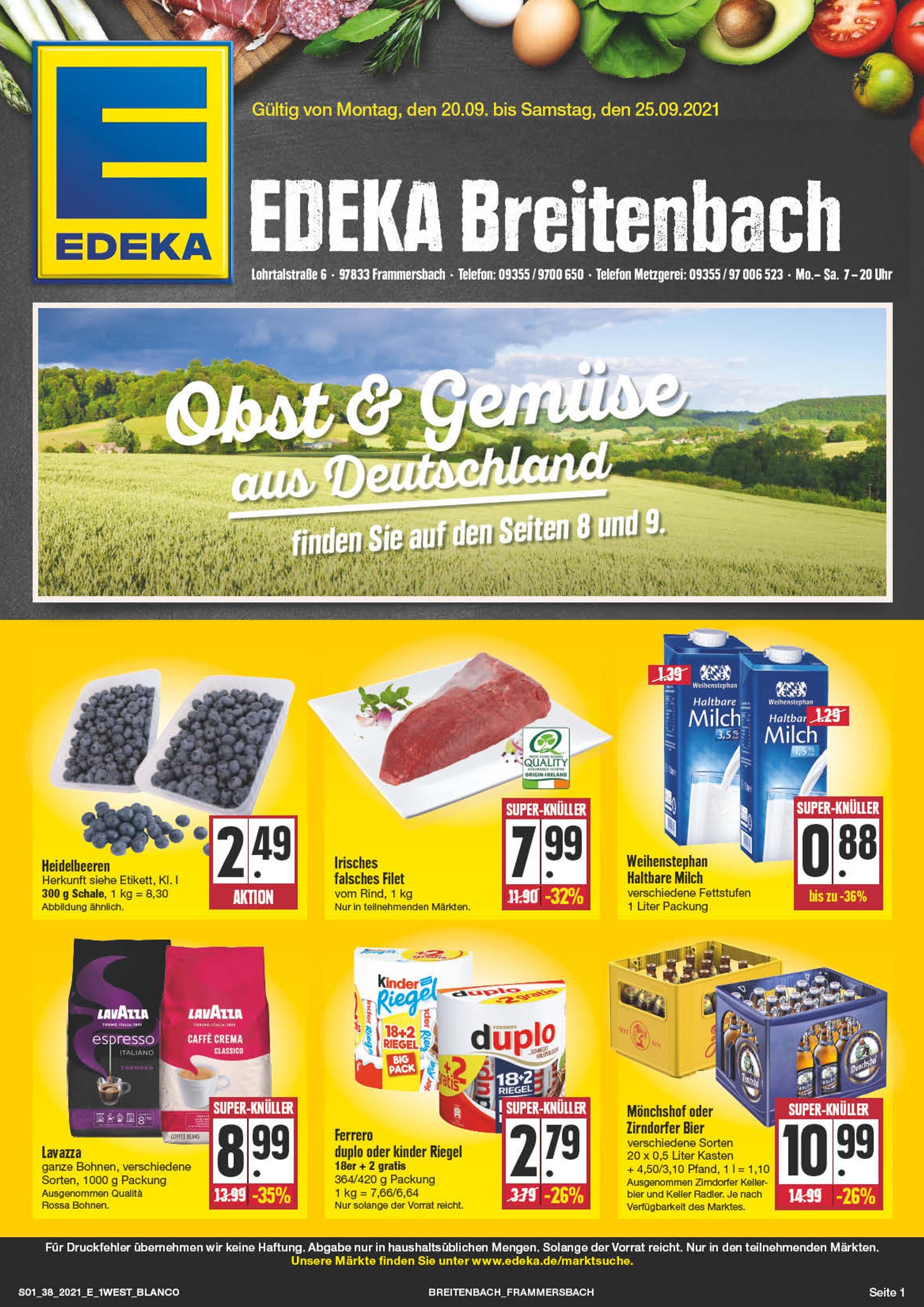 EDEKA Prospekt für Rothenbuch mit 36 Seiten EDEKA Prospekt für Rothenbuch: "Wir lieben Lebensmittel!", 36 Seiten, 20.09.2021 - 25.09.2021