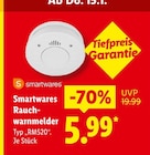 Rauchwarnmelder Typ RM520 von Smartwares für 5,99 € bei Lidl im Angebot Rauchwarnmelder Typ RM520 von Smartwares im aktuellen Lidl Prospekt