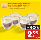 Aktuelle Kaffee Angebote bei Netto Marken-Discount in Gummersbach Aktuelles Doppelwandige Thermo-Espressogläser, 4er Set Angebot bei Netto Marken-Discount in Gummersbach ab 2,99 €