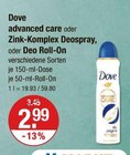 Aktuelles advanced care oder Zink-Komplex Deospray, oder Deo Roll-On Angebot bei V-Markt in München ab 2,99 €