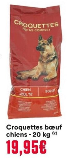 Croquettes bœuf chiens - 20 kg - Animalis à Paris Croquettes bœuf chiens - 20 kg en promo chez Animalis Paris à 19,95 €