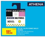 Lot de 3 slips femme Smiley - ATHENA en promo chez Intermarché Hyper Limoges à 11,90 €