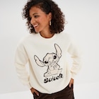 Sweat col rond manches longues Stitch ivoire femme dans le catalogue La Halle