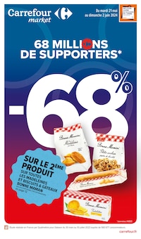 Prospectus Carrefour Market de la semaine "68 millions de supporters" avec 1 pages, valide du 21/05/2024 au 02/06/2024 pour Vannes et alentours