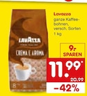 Lavazza im Netto Marken-Discount Prospekt ganze Kaffeebohnen von Lavazza im aktuellen Netto Marken-Discount Prospekt für 11,99 €