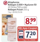 Kollagen 3.000 + Hyaluron 50 oder Kollagen Pulver von Altapharma im aktuellen Rossmann Prospekt für 7,20 €