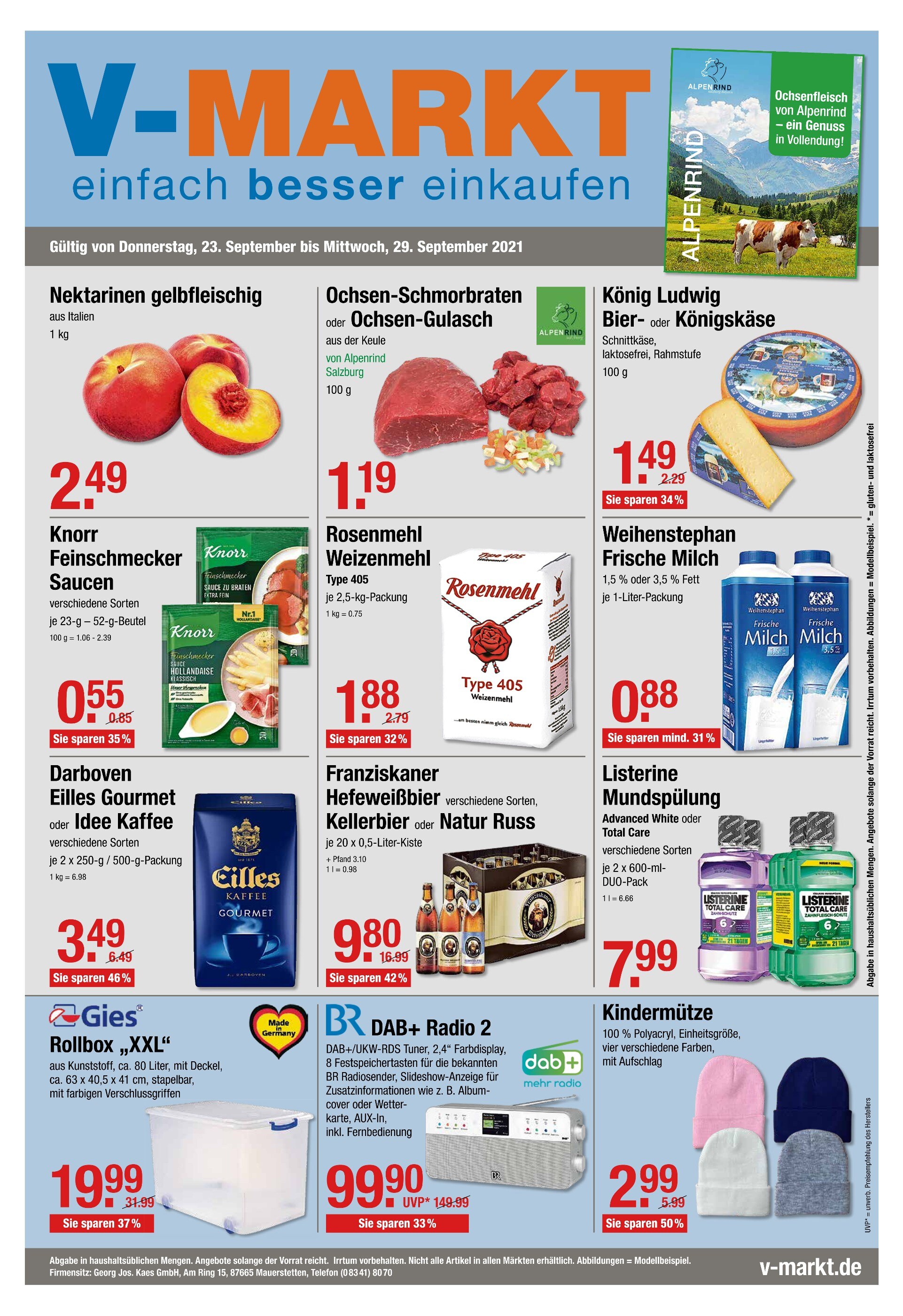 V-Markt Prospekt für Stetten mit 8 Seiten V-Markt Prospekt für Stetten: "V-Markt einfach besser einkaufen", 8 Seiten, 23.09.2021 - 29.09.2021