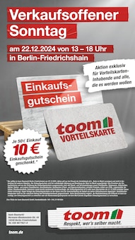 toom Baumarkt Berlin Prospekt "Verkaufsoffener Sonntag" mit 1 Seite