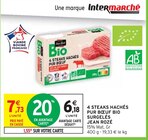 4 Steaks hachés pur bœuf bio surgelés - Jean Rozé en promo chez Intermarché Arles à 6,18 €