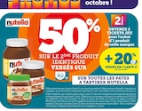 Promo 50% sur le 2ème produit identique versés sur ma Carte U sur toutes les pâtes à tartiner Nutella à  dans le catalogue U Express à Pourrières