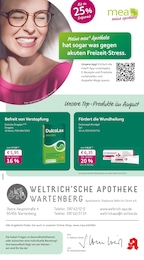 mea - meine apotheke Prospekt für Buch: "Unsere August-Angebote", 4 Seiten, 01.08.2025 - 31.08.2025