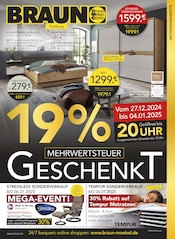 Aktueller BRAUN Möbel-Center Prospekt mit Schrank, "19% MEHRWERTSTEUER GESCHENKT!", Seite 1