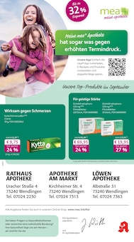 Aktueller mea - meine apotheke Prospekt (Wendlingen (Neckar), 4 Seiten zum blättern mea - meine apotheke Prospekt Unsere September-Angebote mit 4 Seiten