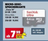 Micro-SDXC-Speicherkarte Class 10 64 GB im Angebot bei Marktkauf in Reutlingen Micro-SDXC-Speicherkarte Class 10 64 GB Angebote von SanDisk bei Marktkauf Reutlingen für 7,99 €