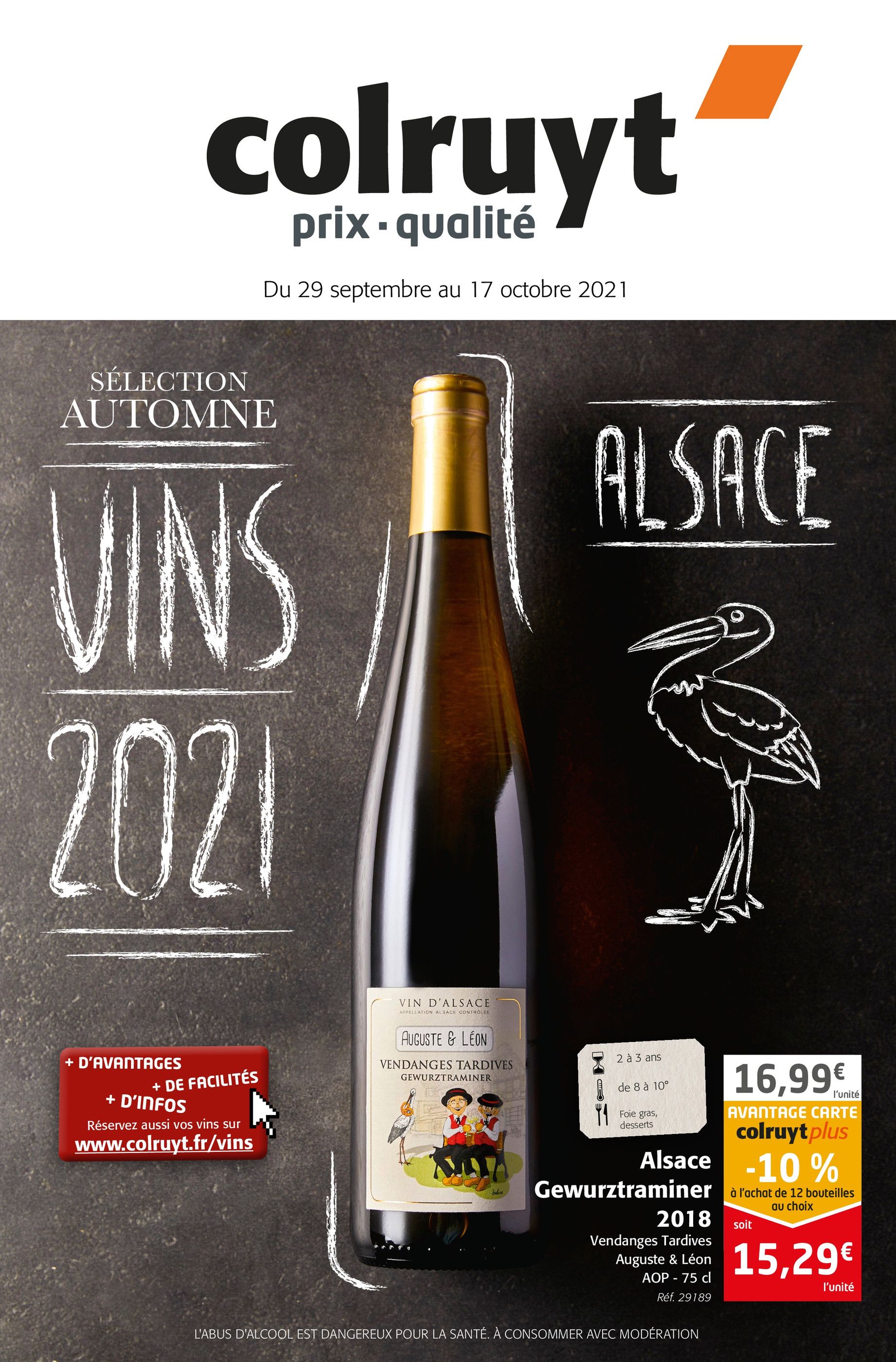 Catalogue Colruyt à Épinal, avec 4 pages Prospectus Colruyt à Épinal, "Alsace, vins 2021", 4 pages, 29/09/2021 - 17/10/2021