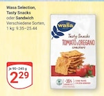 Selection, Tasty Snacks oder Sandwich im Angebot bei GLOBUS in Koblenz Selection, Tasty Snacks oder Sandwich Angebote von Wasa bei GLOBUS Koblenz für 2,29 €